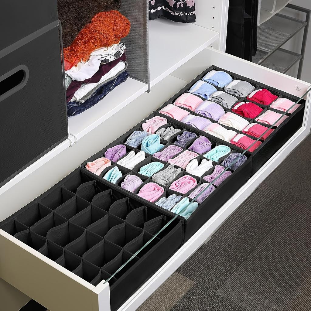 Fabric Socks & Underwear Organizers,Foldable Closet Storage Box for Socks, Underwear, Ties - Bedroom & Home, Closet Organization