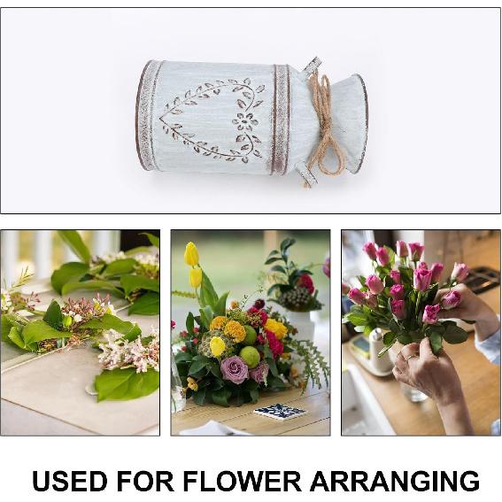 2pcs Metal Flower Vase Galvanized Milk Can Watering Jug,Rustic Plant Holder Farmhouse Flower Vase Pot for Home Office Garden Decor Indoor and Outdoor