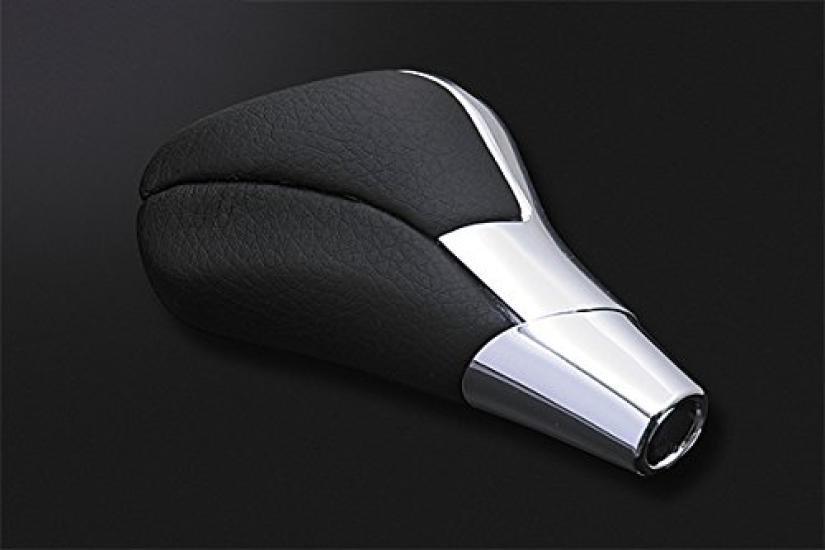LANBO Shift Knob for Prius 50 Customizable Black Leather and Wood Replacement (ZVW50/ZVW55), Parts, Dress-Up, Grain, 6mm, Part, LSK06-1