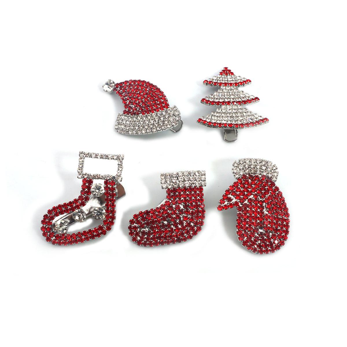 

New Cute Rhinestone Christmas Hair Clips Set for Women and Baby - Perfect Holiday Gift срібний