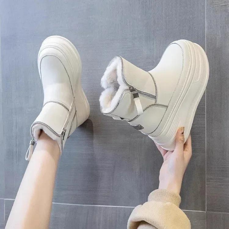 Fashion New Elite Beauty Boots 9cm Thick Bottom Height Increase Outdoor Anti slip Snow Boots with Velvet Warmth Winter Short Boots