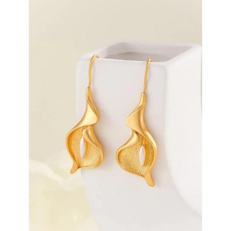 Exquisite Blooming Flower Hook Earrings Simple Accessories Gold Silver Color Plant Dangle Earrings for Women Jewelry