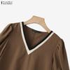 ZANZEA Abito estivo casual da donna con scollo a V e maniche corte