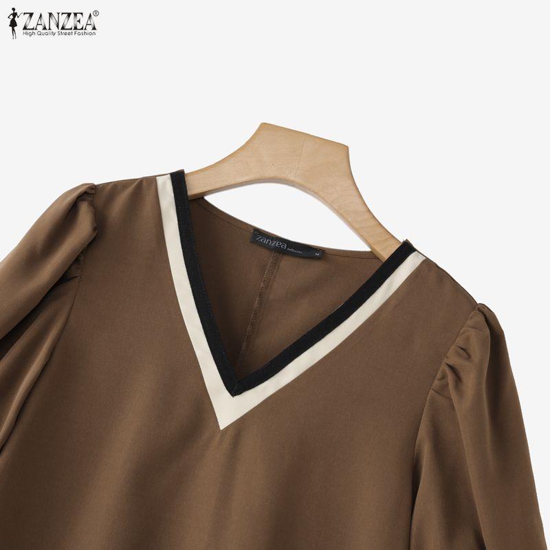 ZANZEA Abito estivo casual da donna con scollo a V e maniche corte