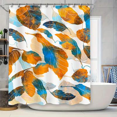 Creative Artistic Shower Curtain Waterproof and Mildew-proof Shower Curtain Modern Simple Leaf Pattern Design Bathroom Curtain