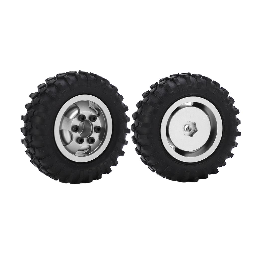 2pcs set 55mm Metal Wheel Rims Tires Set for AXIAL SCX24 1 24 RC Car Wheel Rim Rubber TyreBlack