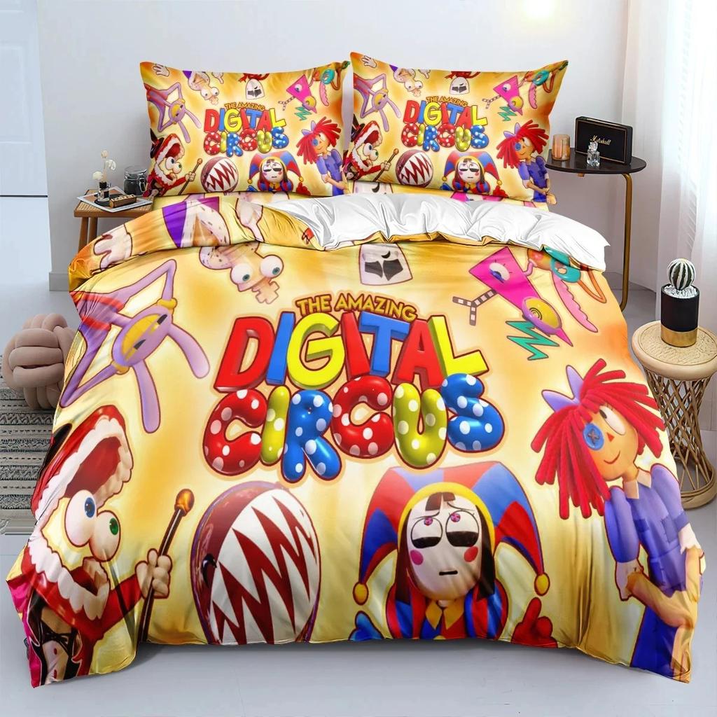Erstaunliches Digitaler Zirkus 3D-gedrucktes Bettbezug Kissenbezug Bettwäsche-Set Einzel Doppel King für Kinder Erwachsene Schlafzimmer