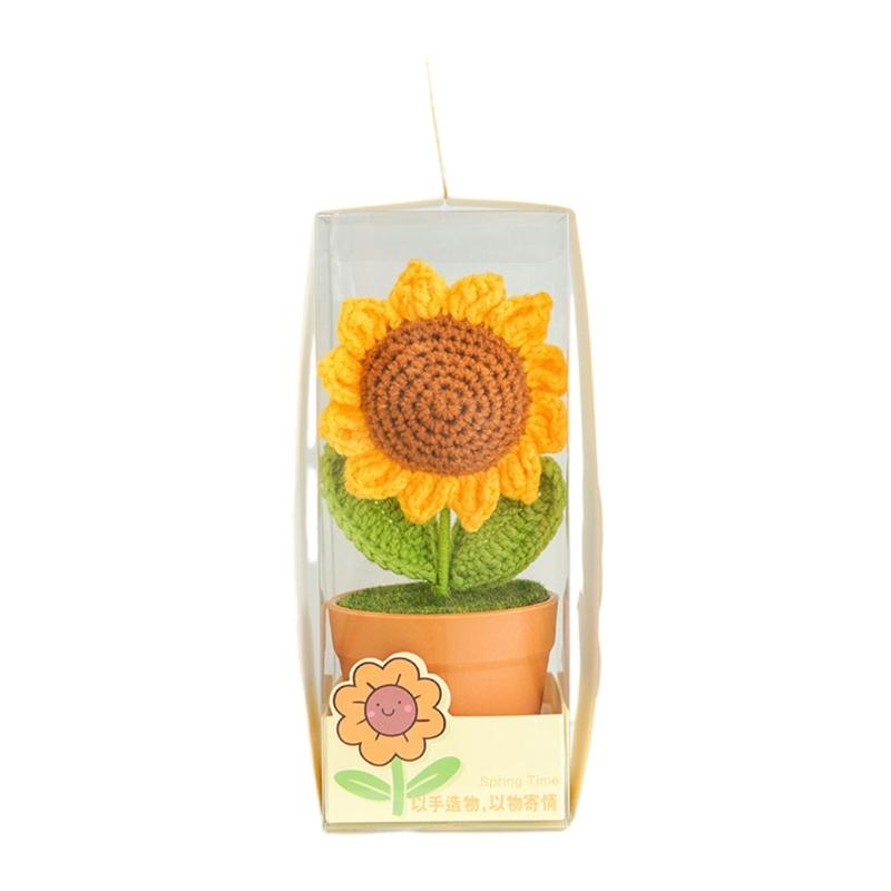 

Crochet Woven Flowers Potted Plant Ornament Playful Touch Long Lasting Display for Gifting Decorating Living Room 1