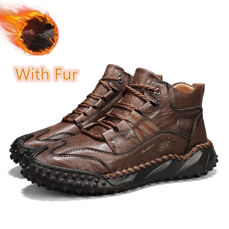 Schnürleder Herren Wanderschuhe Outdoor Trekking Schuhe Neues Herbstdesign Sneaker Rutschfeste Freizeit Lederschuhe Stiefeletten