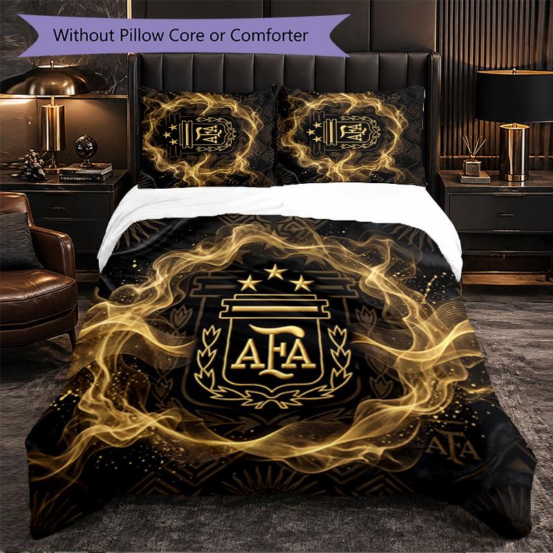 Argentina Football Pattern 3 Pieces Bedding Set Soft Microfiber Duvet Cover with Pillow Cases for Bedroom