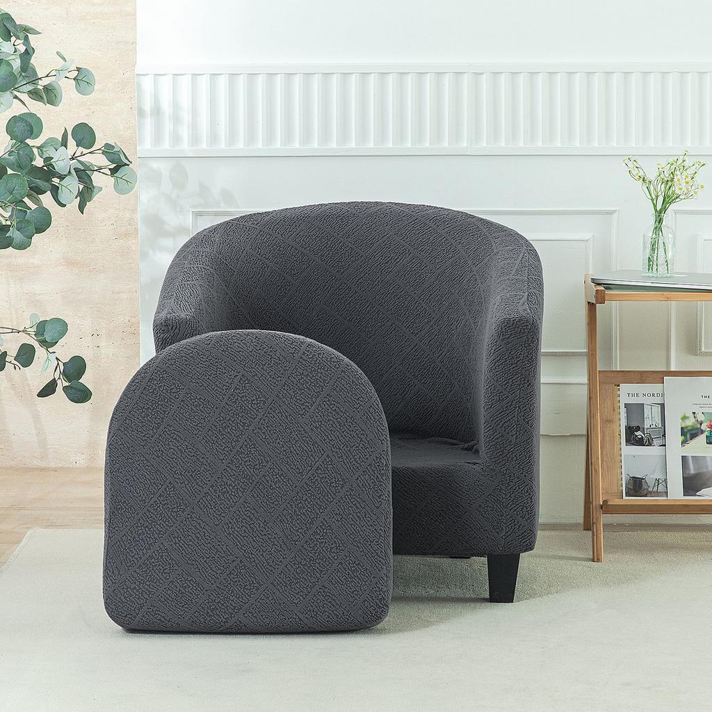 Jacquard Nordic Simple Single Sofa B & B Hotel Model Room Chair Cover Leisure Chair Round Sofa Cover