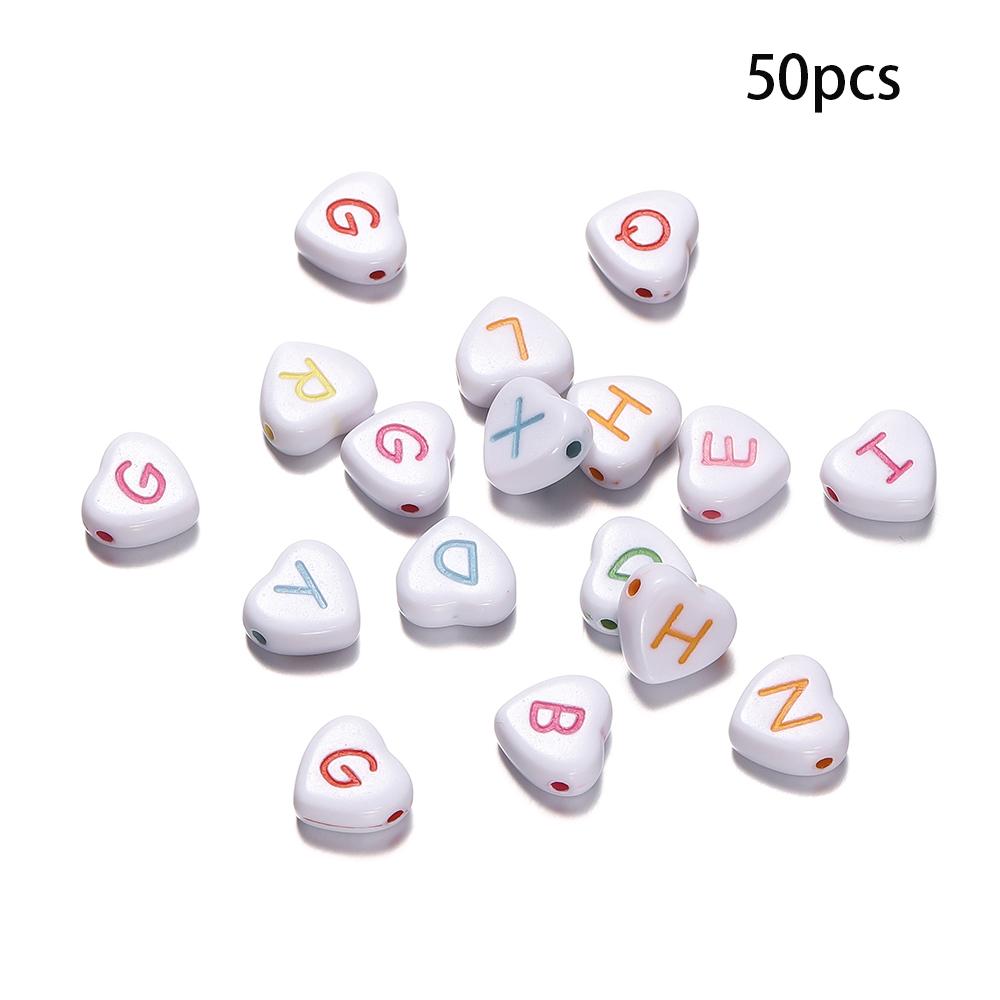 

50/100Pcs/Lot Mixed Acrylic 26 Letters Loose Heart Shape Beads For DIY Jewelry Making Bracelet Necklace Keychain Accessories