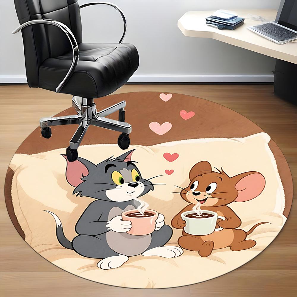 1pcTom Jerry Office Round Area Rug, Indoor Mat Suitable For Office,Bedroom Living Room Home Decor, Room Deco a0928116