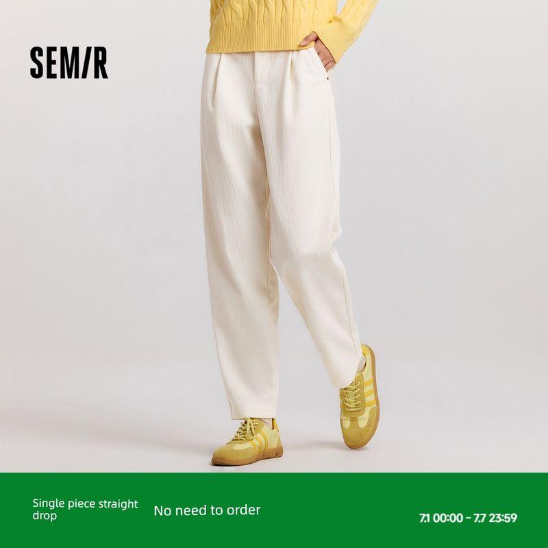 

[Same Style with Mall] Senma Casual Pants Women s Loose Tapered Pants Easiest for Match 2024 New Arrival Winter Texture Pants Elegant Milk White 10503 150/58A/XS