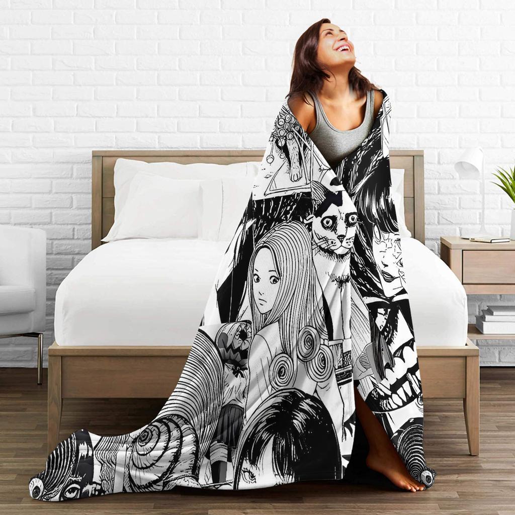 Tomie Junji Ito Blanket  Soft Fashion Plush Throw Blanket For Couch Chair Sofa Bed Travel Flannel Bedspread Bed Cover