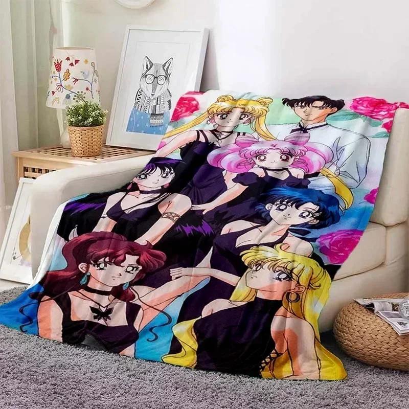 Anime Kawaii Sailor Moon Zuhause Cartoon Bedruckte Decke Picknickdecke Warmer Flanell Weich und Bequem Zuhause Reisen Geburtstagsgeschenk