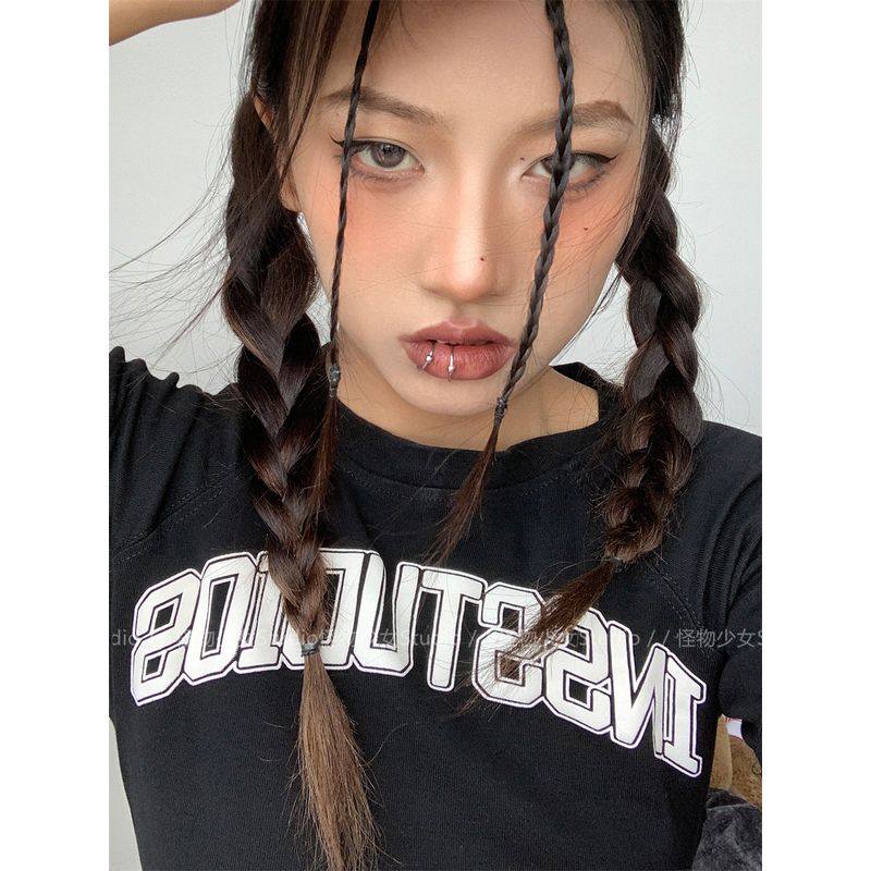 Cool ~ Y2g European and American Culture Titanium Steel Non-Punching Fake Labret Punk Hole-Free Perforation-Free Non-Piercing Lip Ring