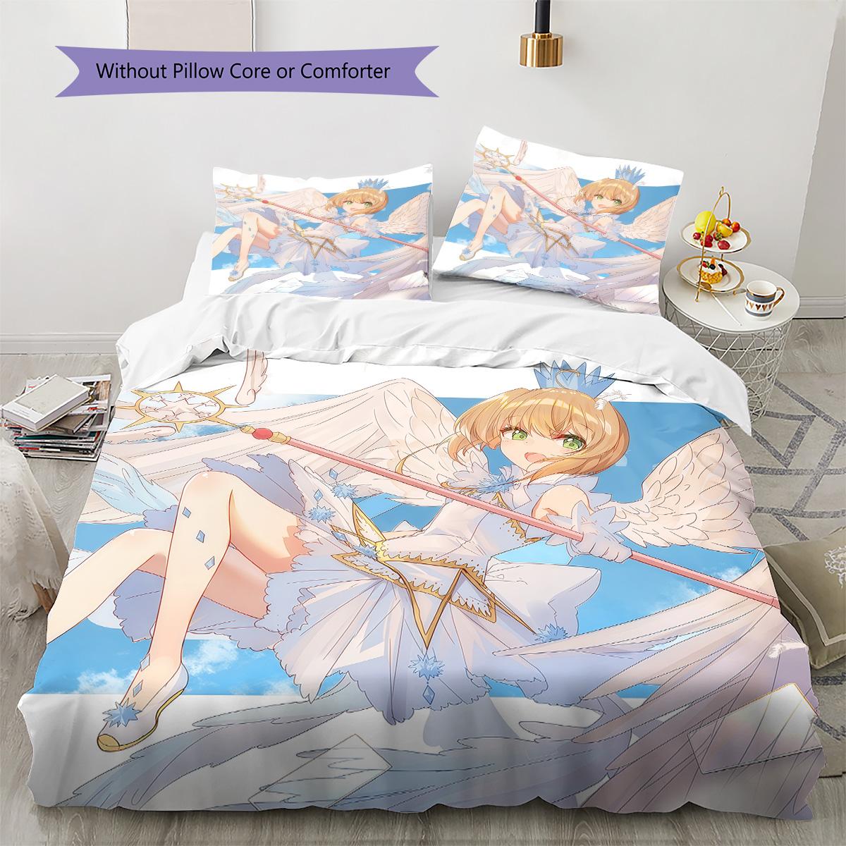 

Cardcaptor Sakura Kinomoto Sakura Bedding Set, 1 Duvet Cover & 2 Pillowcases, Cozy Home Use, Perfect Gift for Fans 135x200cm