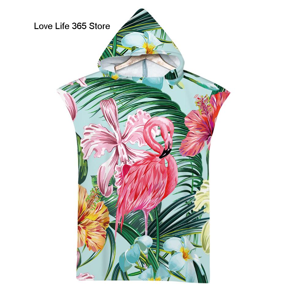 Leaf Microfiber Beach Towel Quick Dry Hooded Cloak Wetsuit Towels Adult Kids Parent-Child Poncho Bathrobe For Swim Surf