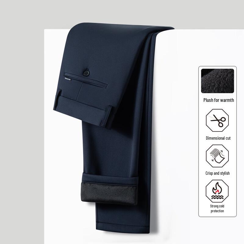 

MONTAGUT Men s Winter Plush Lined Straight-Leg Trousers 36