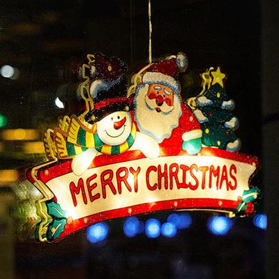 LED Christmas Sucker Lights Santa Claus Elk Star Window Hanging Light Seasonal