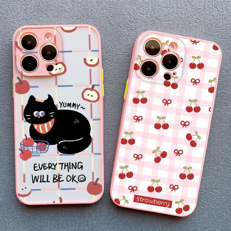 Cartoon Animal Cute Apple Cat Phone Case For iPhone 15 14 Pro Max Plus 17 16 Pro Max 13 12 Mini 11 Pro Max Shockproof Back Cover