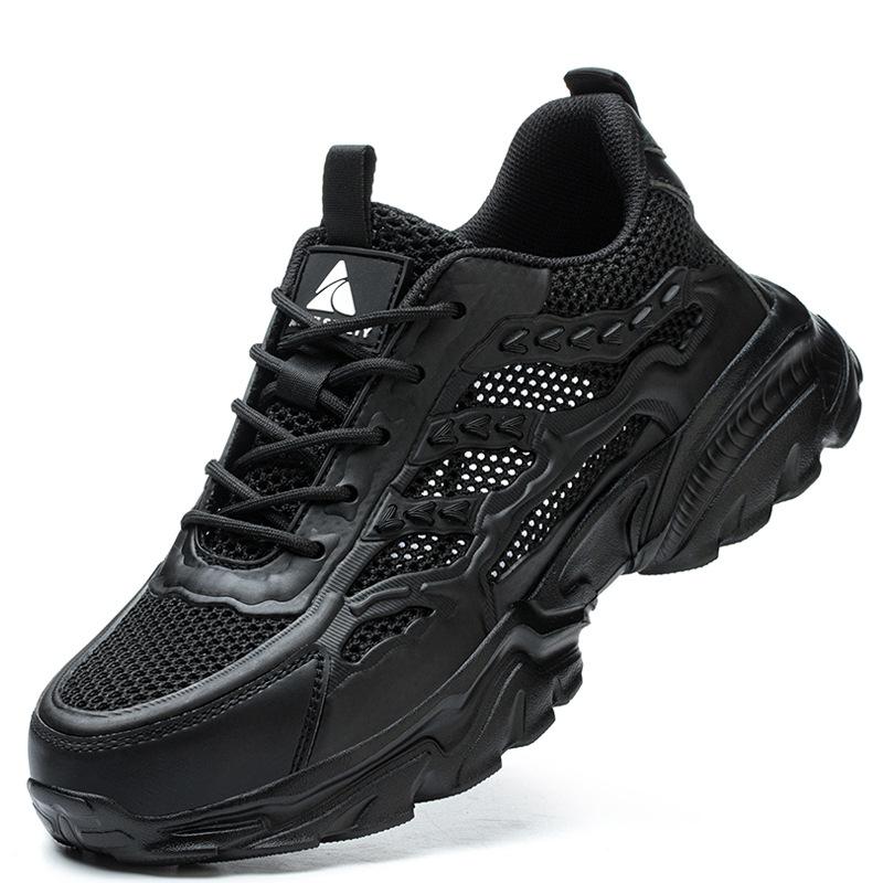 

Summer Mesh Safety Shoes With Plastic Toe Lightweight Breathable Black Work Shoes for Men Women Insulation 6kv Work Sneakers 36 чёрный