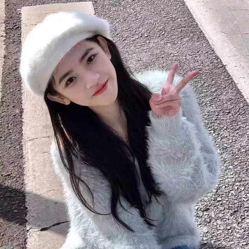 Bere de iarnă pentru femei Versiune coreeană Beretă din blană de iepure Căciulă caldă tricotată din lână Ține de cald