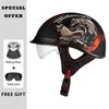 Men Women Universal Motorcycle Helmets with Lens Retro Half Face Helmet ABS Shell Capacete De Moto DOT Approved Moto Equipment