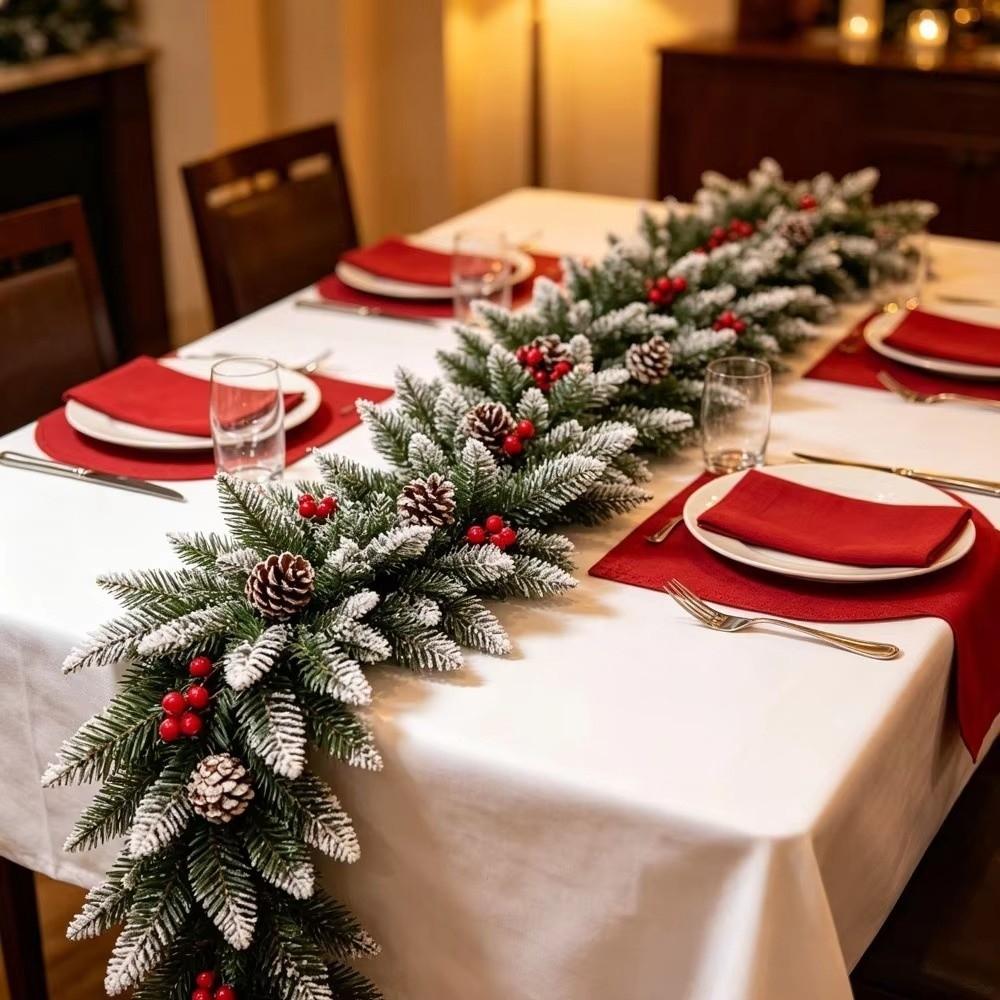 White-tipped Christmas Rattan Red Berry Artificial Artificial Pine Branch New Simulated Christmas Ivy Rattan Door Hanging