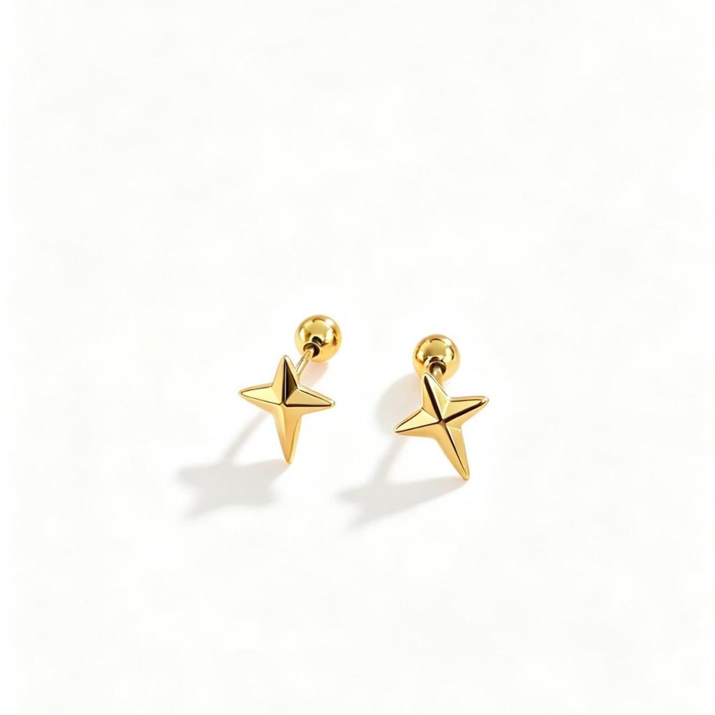 Exquisite Stainless Steel Small Screw Back Stud Earrings: Star, Heart, Scissors Styles for Cartilage Piercings