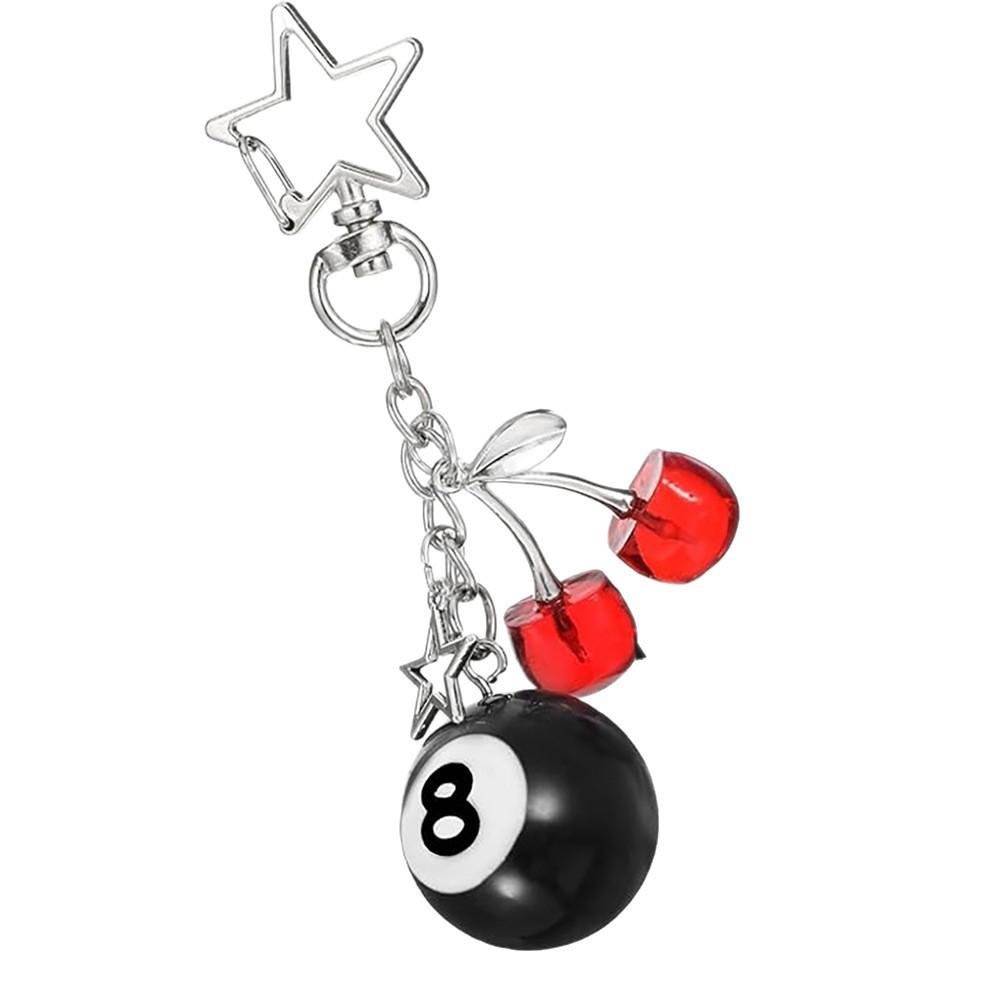 Cherry Pendant Keychain Cherry Billiards Resin Car Key Accessories Couple Family Keychain Pendant