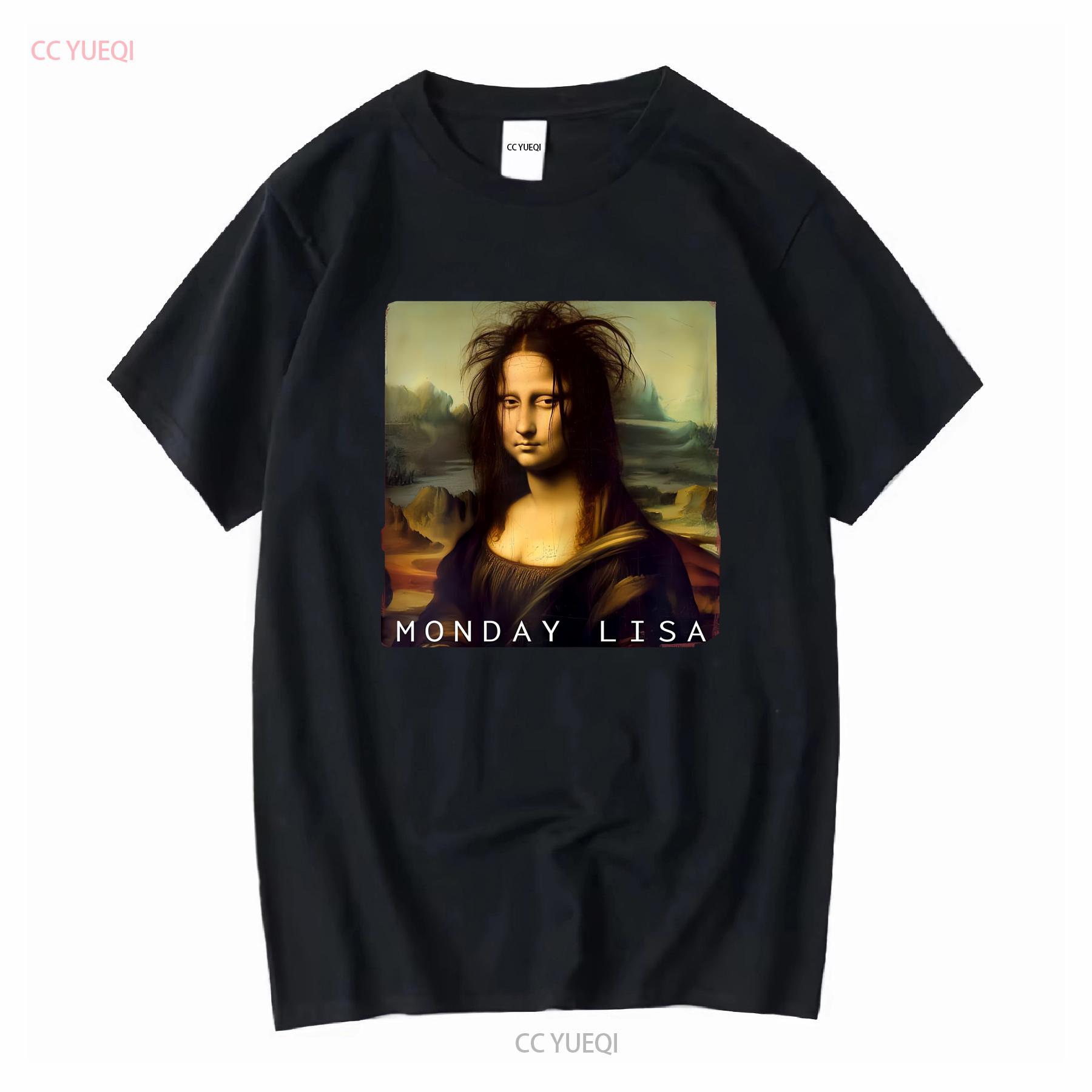 

La Gioconda Mona Lisa Funny Monday Cute Ladies Crewneck T Shirt long or short sleeves vintage Washed designer clothes Stylish 4XL