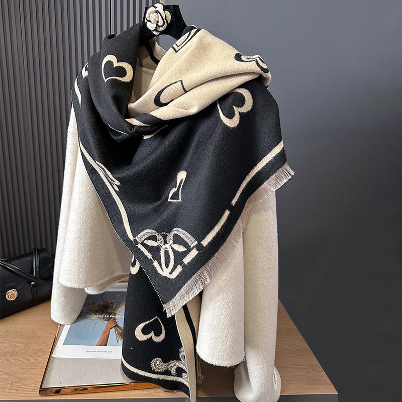 double-sided imitation cashmere simple love fashion thickened warm scarf air-conditioned room neck shawl outside