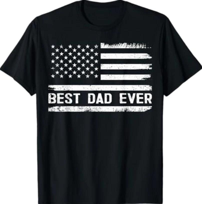 Best Dad Ever with US American Flag Gifts Fathers Day Dad T-Shirt M