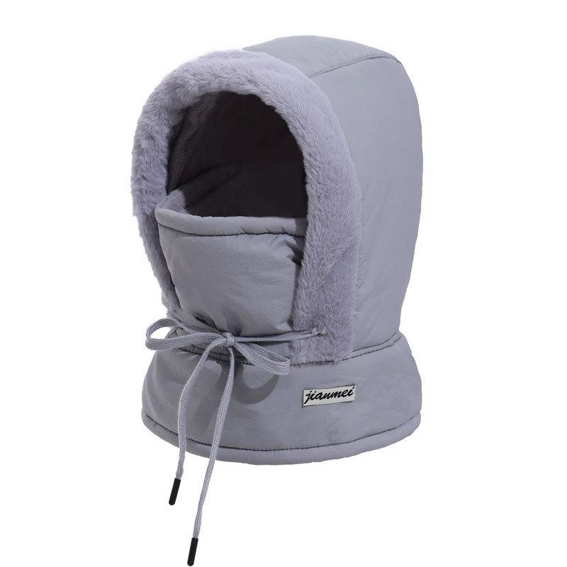 Winter velvet to keep warm children big head circumference skiing cycling windproof snow mask scarf integrated hat ear protector