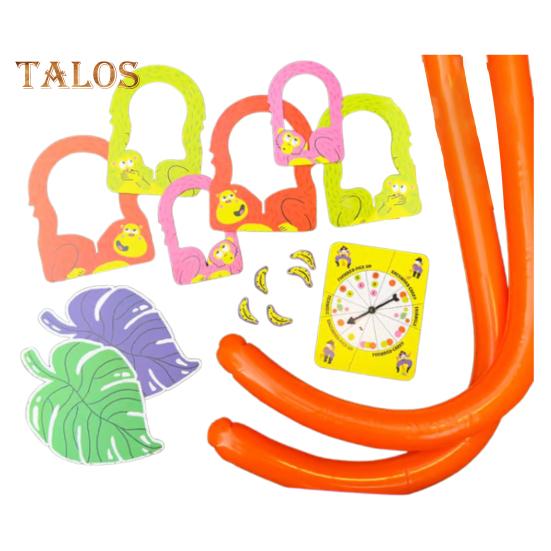 

Игра «Хвост обезьяны» Веселая настольная игра для вечеринок с друзьями и семьей День рождения Рождество Наденьте надувной хвост обезьяны Вращайтесь и выигрывайте бананы A