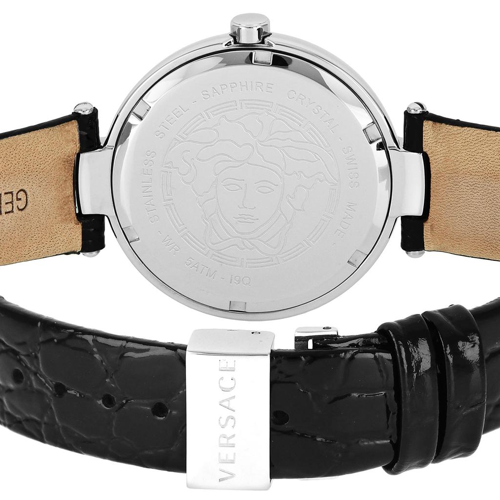 Versace MYSTIQUE HIBISCUS Black Stainless Sapphire Quartz 56pt Swiss I9Q91D9HIS009 Watch, Dial, Steel, Crystal, Movement, Diamond, 36mm, Made,
