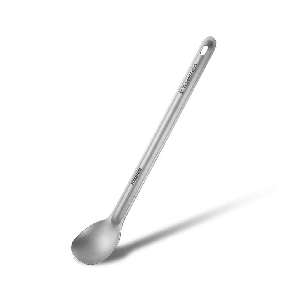 TOMSHOO Titanium Long Handle Spoon Outdoor Portable Dinner Spoon Cutlery Camping Backpacking Picnic Ultralight 15g