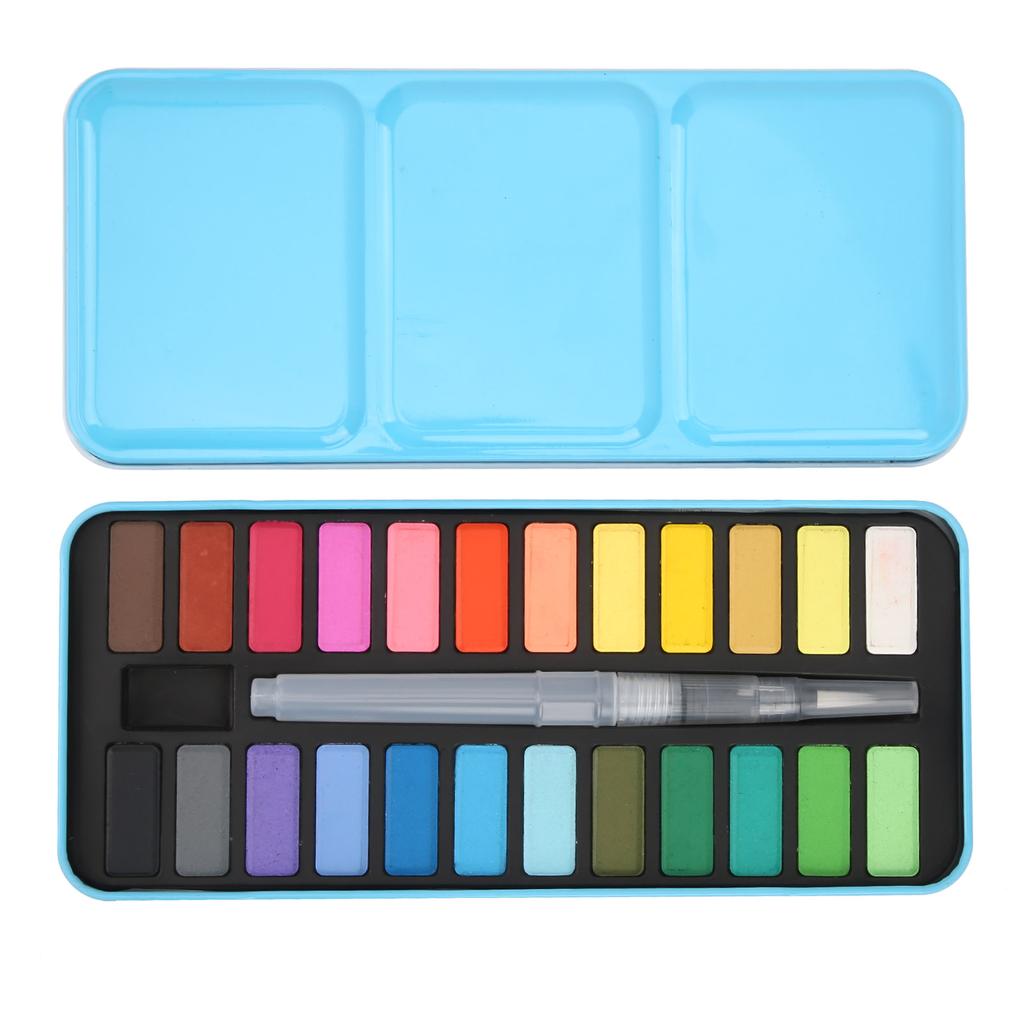 Solid Pigment DIY 24 Different Colors Art Paints with 1 Paint Brush for Students Watercolor Graffiti Painting