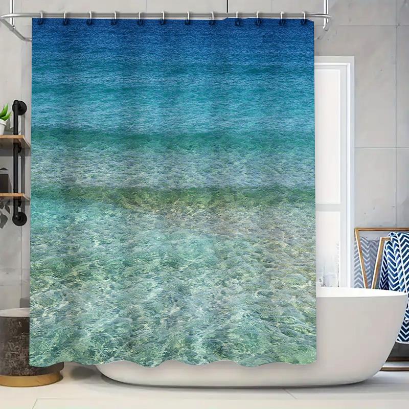 

Blue Gradient Ocean Shower Curtain Waterproof Polyester Bath Liner For Home Decor In Blue Green Ombre Pattern Size Customizable. W60H190(CM)-1 Pcs