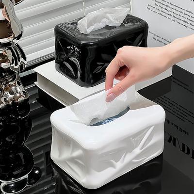 Kreativní krabička na kapesníky, krabička na papírové kapesníky, výsuvný dávkovač kapesníků, držák na ubrousky, styl lehké luxusnosti, dekorace do domácnosti a pokoje