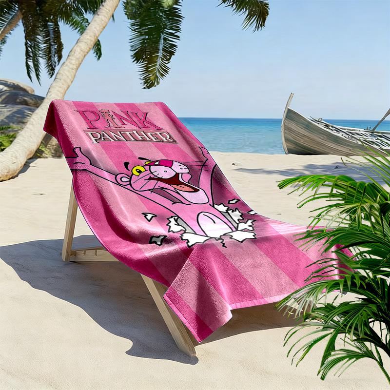 Pink Panther Print Beach Towel, Large Soft Quick Dry Towel for Beach Camping Swimming