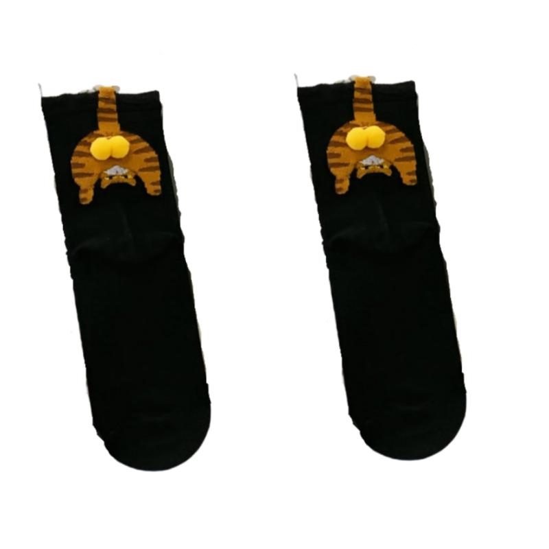 1Pair Cartoon Cute Cat Dog Balls Cotton Socks Kawaii Cat Dog Tinkerbell Egg Print Middle Tube Sock Female Lolita Knitting Socks