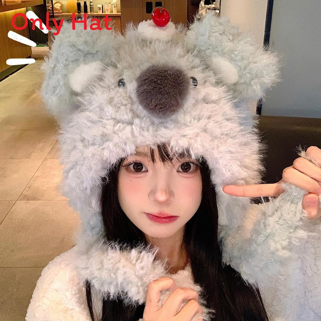 Cartoon Fish Cat Ears Plush Hat For Women And Men Warm Winter Knit Beanie