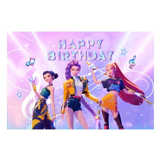 

Фоновая ткань Демон Фильм Охотники С Днем Рождения Баннер Задник Подвесная ткань Украшение Детские товары для вечеринки K