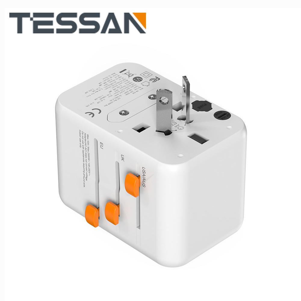 

Универсальный дорожный адаптер TESSAN GaN 100 Вт по всему миру с адаптером питания для быстрой зарядки USB Type-C, вилка ЕС/Великобритании/США/Австралии для путешествий