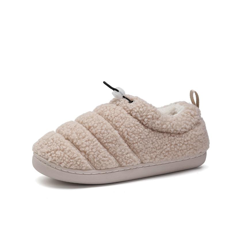 Cross-border wholesale autumn and winter home button straight cotton shoes thickened warm indoor non-slip velvet outer cotton slippers