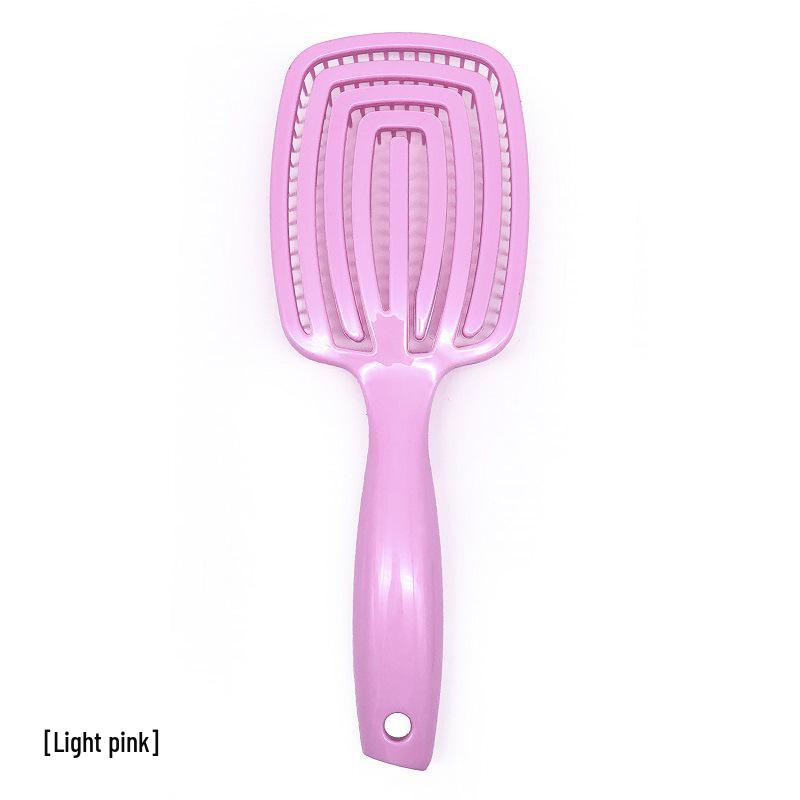 

Glossy 3D Stress-Relief Massage Comb for Straightening & Curling, Wet & Dry Use, Hollowed-Out Design for Easy Styling.