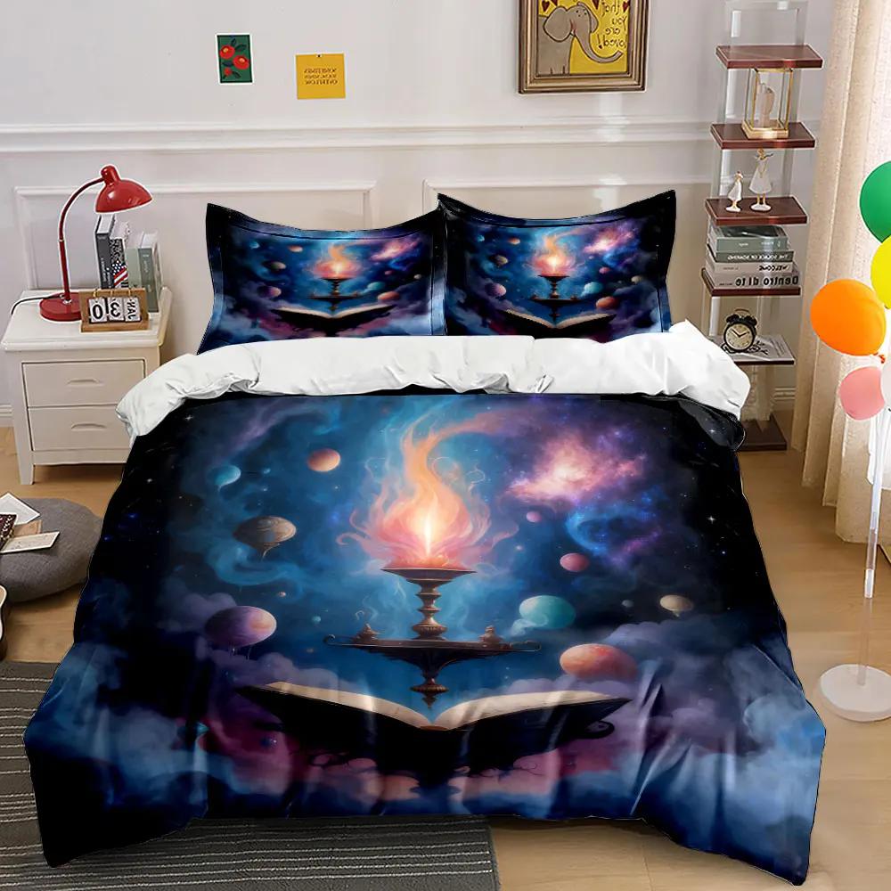 Mystical Book and Candle Set Soft Comfortable Duvet Cover Bedding Set Included 1*Duvet Cover & 2*Pillowcases Gift